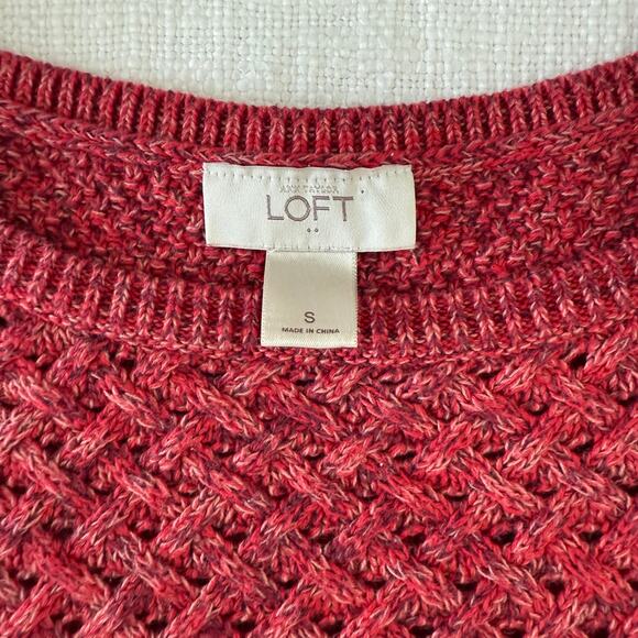 Ann Taylor LOFT Holiday Knit Sweater – 100% Cotton – Red Heather – Size Small - Picture 3 of 14